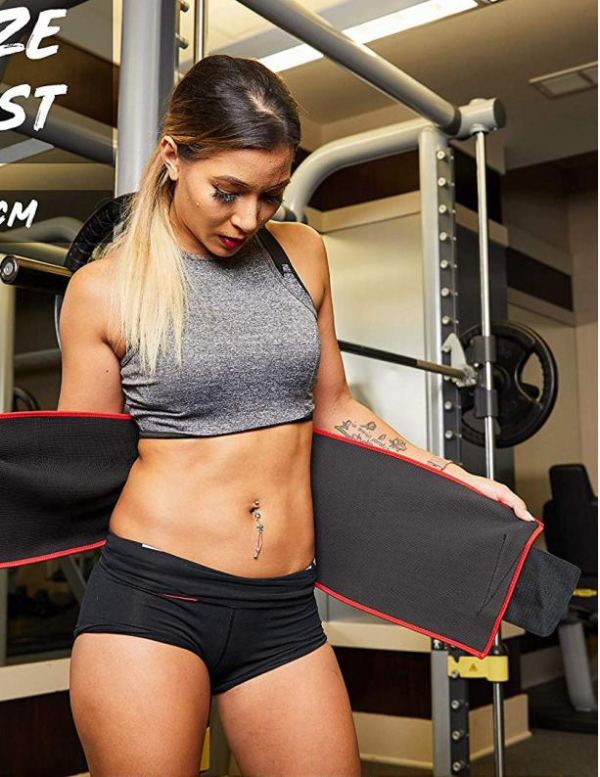 WORKOUT WAIST TRIMMER BELT FOR MEN AND WOMEN WAIST CINCHER TRAINER AND BODY SHAPER STRENGTHENS YOUR CORE, SUPPORTS WEIGHT LOSS AND PROVIDES INSTANT SLIMMING EFFECT.