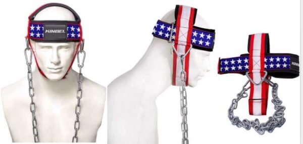 NECK HEAD HARNESS FOR RESISTANCE TRAINING EXTRA-HEAVY D-RINGS AND STEEL CHAIN, COMFORT FIT NEOPRENE, SUPERIOR SADDLE STITCHING. BUILD A THICKER NECK DURABLE EXERCISE NECK STRAP - Image 2